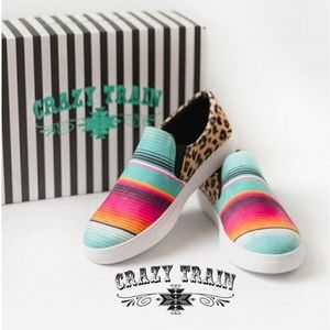 🌵Crazy Train🌻 Serape & Leopard slip on shoes